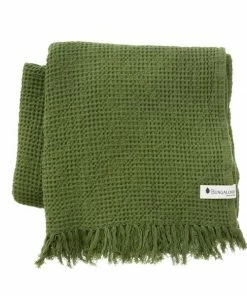 Bungalow DK Forest Green Organic Cotton Waffle Bath Towel 100 X 70 cm