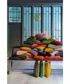 Bungalow DK Atlantic Blue Cotton Velvet Cushion Cover 50 X 50cm