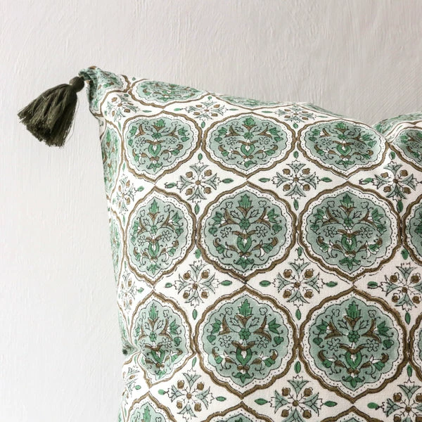 Bungalow DK Kamal Block Printed Cushion Cover - Clover 50cm 3 Bungalow DK Kamal Block Printed Cushion Cover - Clover 50cm