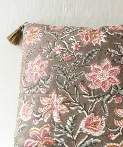Bungalow DK Monsoon Block Printed Cushion Cover - Ash 50cm