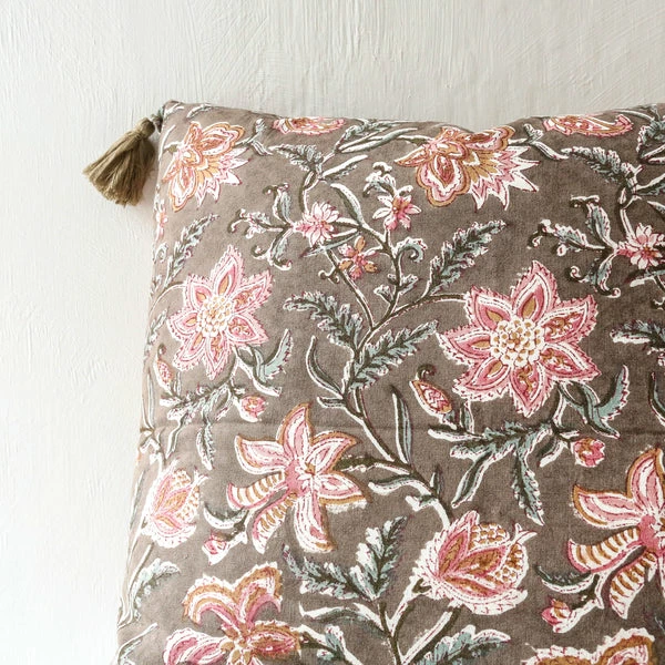Bungalow DK Monsoon Block Printed Cushion Cover - Ash 50cm 3 Bungalow DK Monsoon Block Printed Cushion Cover - Ash 50cm