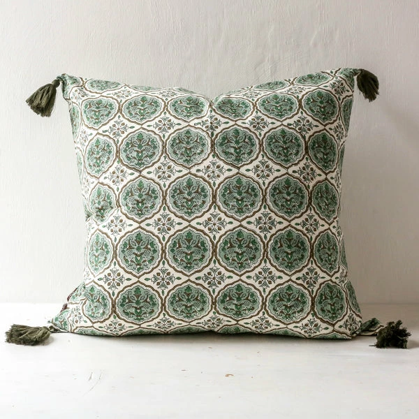 Bungalow DK Kamal Block Printed Cushion Cover - Clover 50cm 4 Bungalow DK Kamal Block Printed Cushion Cover - Clover 50cm