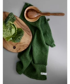 Bungalow DK Forest Green Organic Cotton Waffle Kitchen Towel, 50 X 70 Cm
