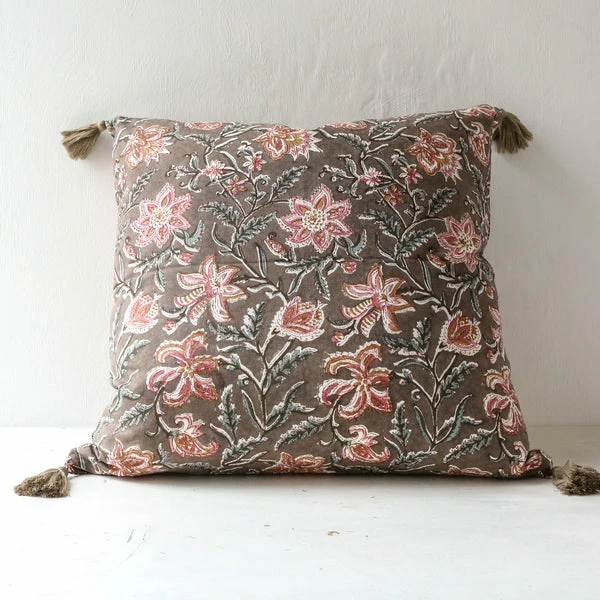 Bungalow DK Monsoon Block Printed Cushion Cover - Ash 50cm 4 Bungalow DK Monsoon Block Printed Cushion Cover - Ash 50cm