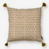 Bungalow DK Olive Lotus Patterned Tassel Cushion