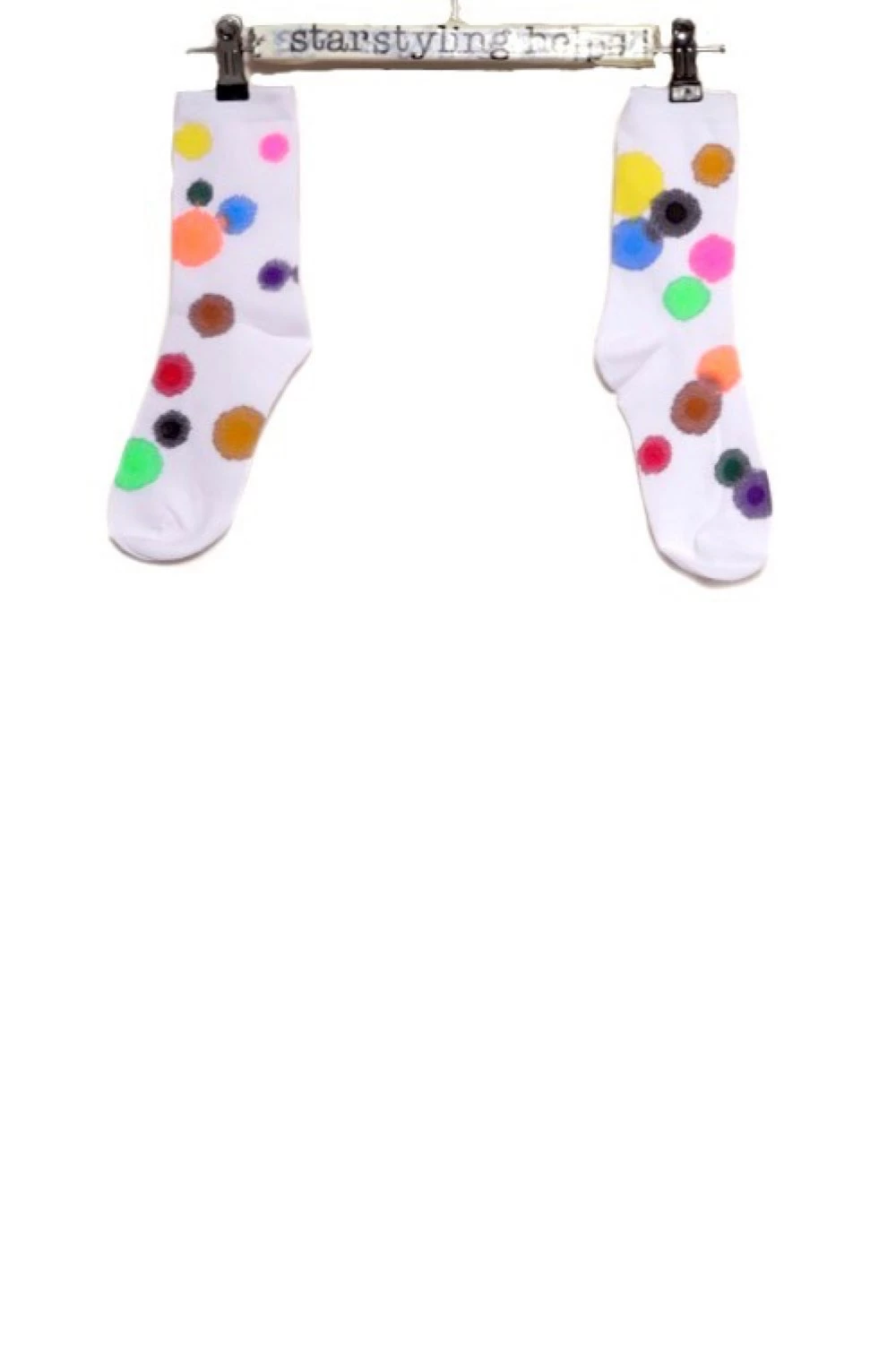 starstyling White Multicolour Painted Points Socks 3 starstyling White Multicolour Painted Points Socks