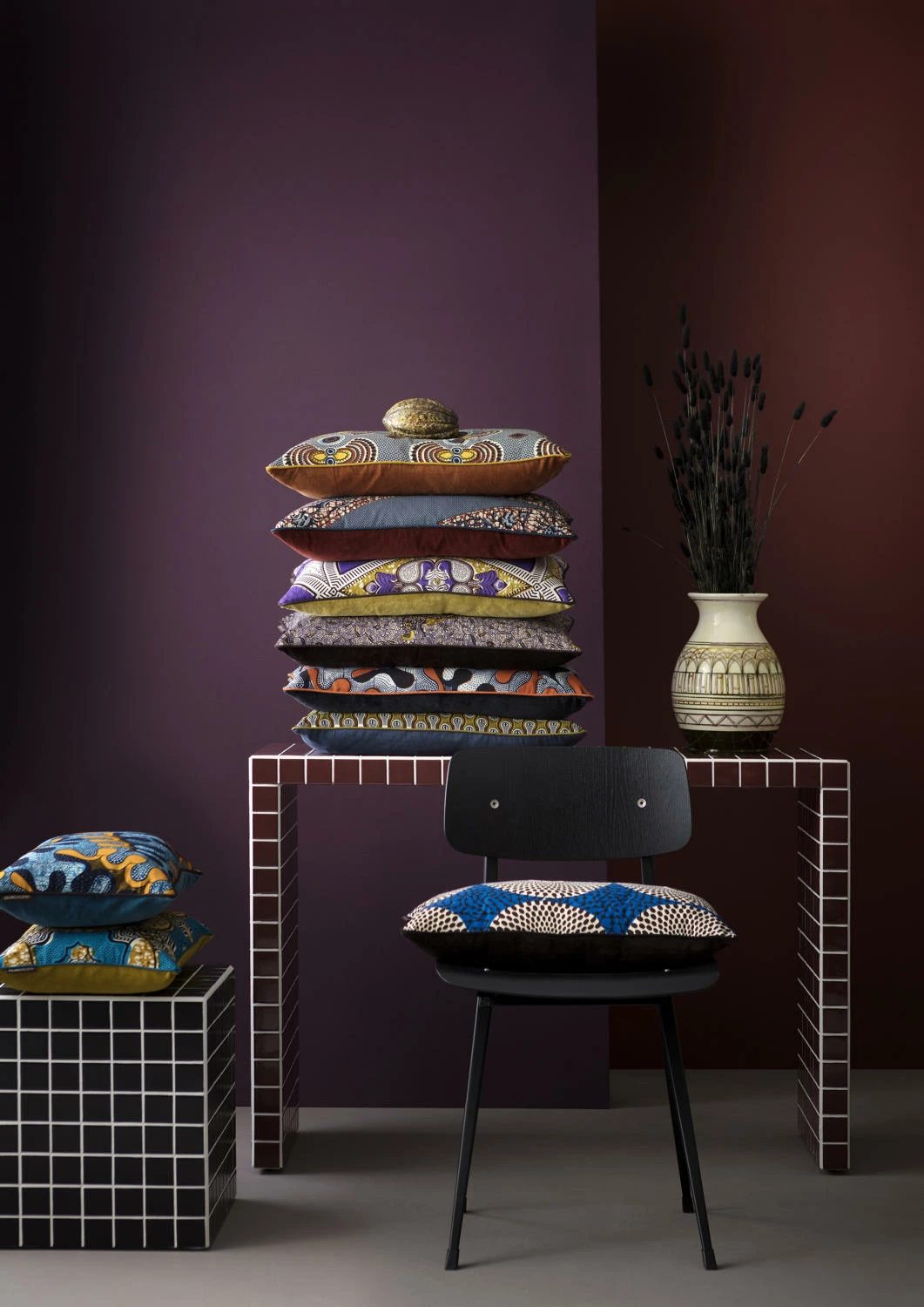 Bungalow DK Set of 3 Cushions 35x57cm, Africa Purple 6 Bungalow DK Set of 3 Cushions 35x57cm, Africa Purple