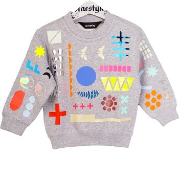 starstyling Grey 7 to 11 Years Everything Allover Sweater 3 starstyling Grey 7 to 11 Years Everything Allover Sweater